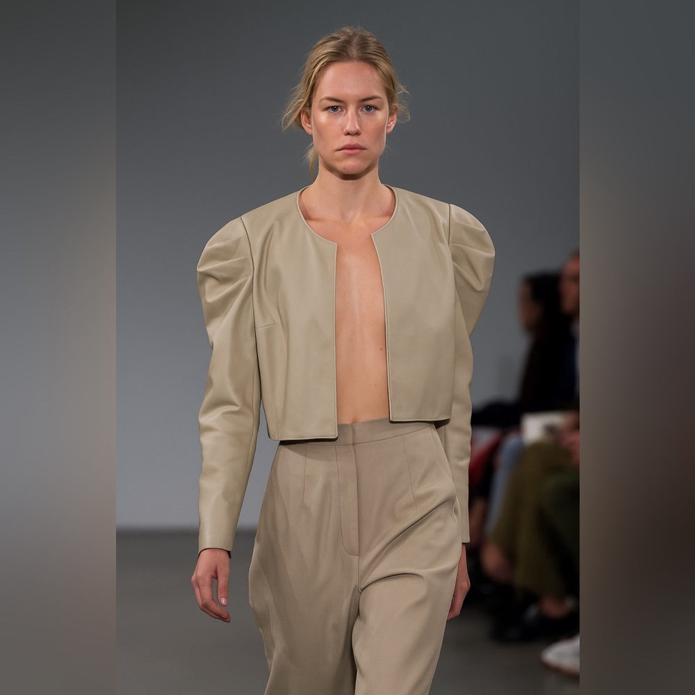 Generation Love Cream Jacket vegan leather puff sleeves